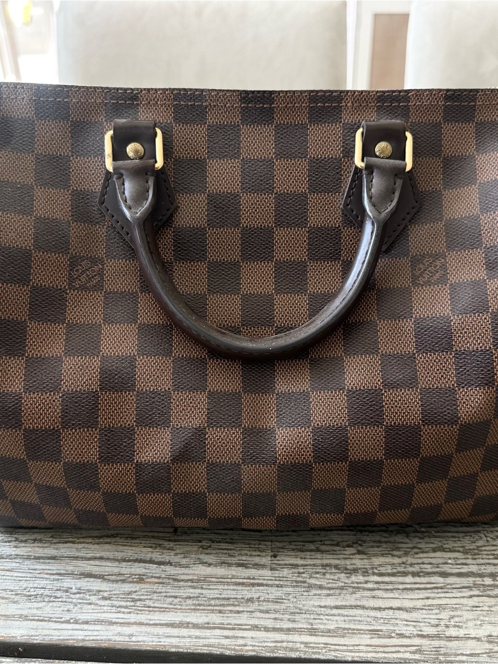 REPOSTED Authentic Louis Vuitton Brown Damier Ebene Speedy 30 Top Handle Handbag - Picture 14 of 16